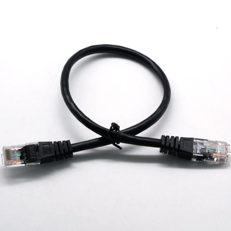 RJ45 8PIN Kepala Transparan 24/26AWG Hitam Kabel Jaringan Ethernet Kabel LAN Kabel Listrik Kawat Harness